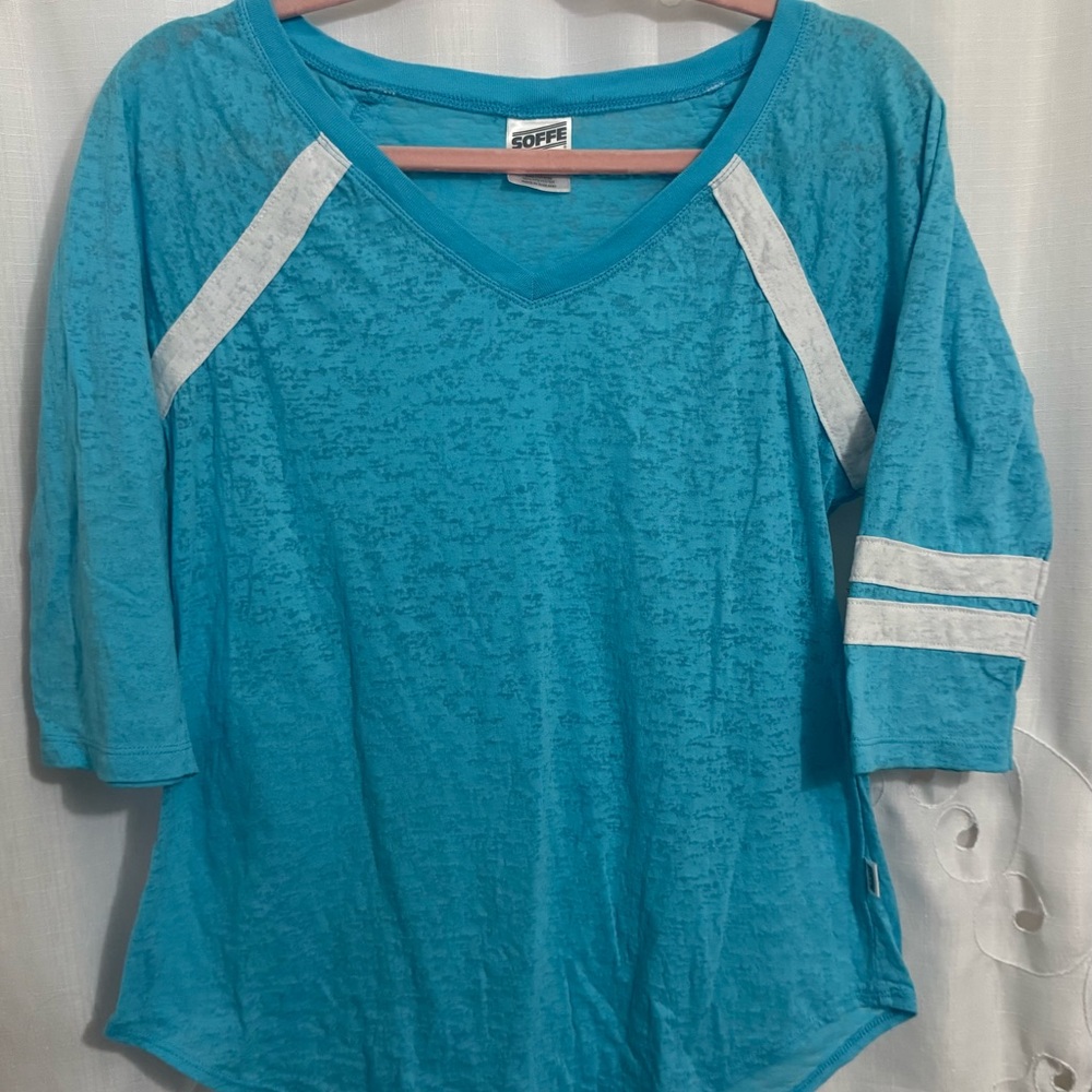 Soffe Brand, Women's Teal V-Neck Heathered Jersey